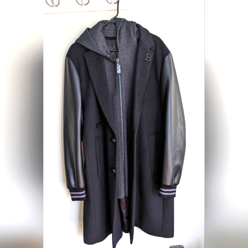 Balmain Paris mens coat jacket trench black size L to XL